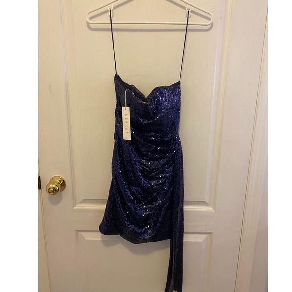 BNWT Meshki navy sequinned Selma mini dress - Picture 3 of 10